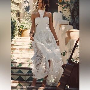 12th Tribe White Lace Maxi Dress